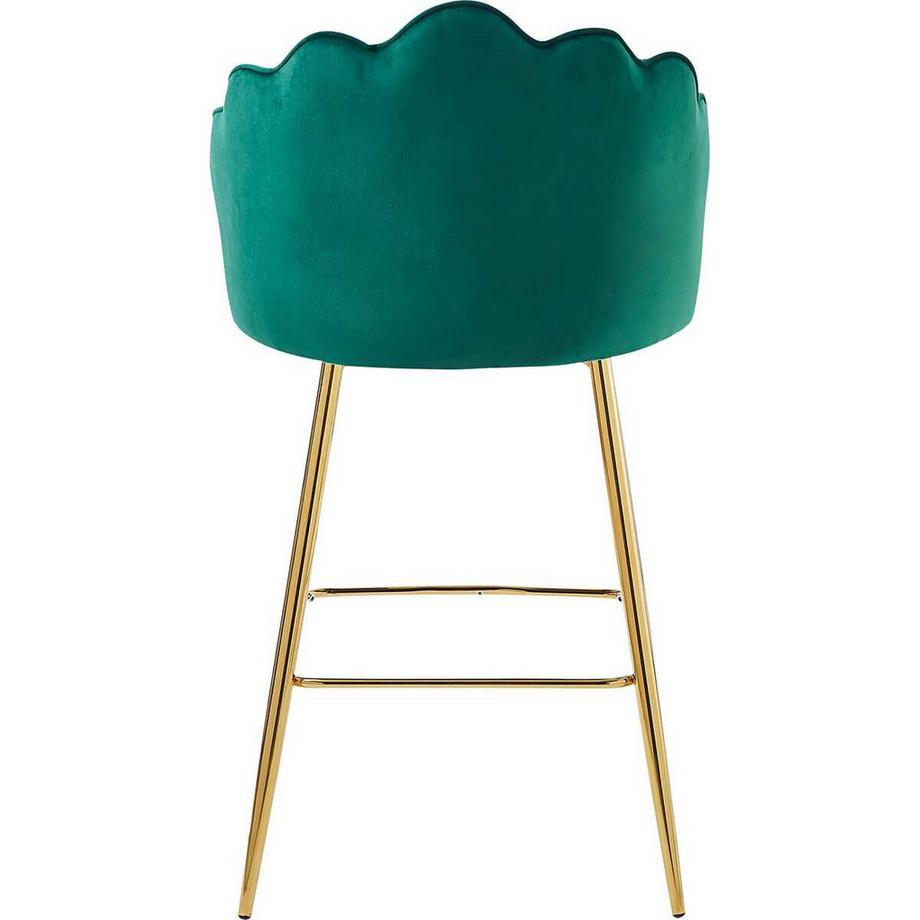 mutoni Sgabello da bar in velluto verde (set di 2)  