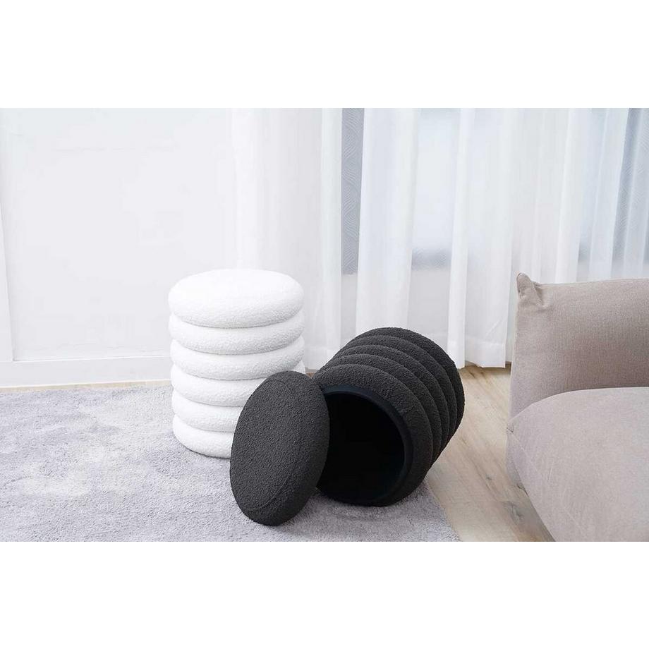 mutoni Tabouret Blestox Bouclé tissu blanc 38  