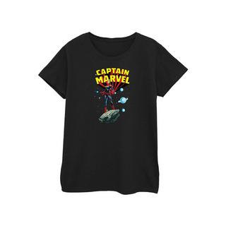 Captain Marvel Pose d'Action Logo Imprimé T-Shirt  