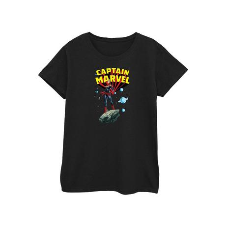 Captain Marvel Pose d'Action Logo Imprimé T-Shirt  