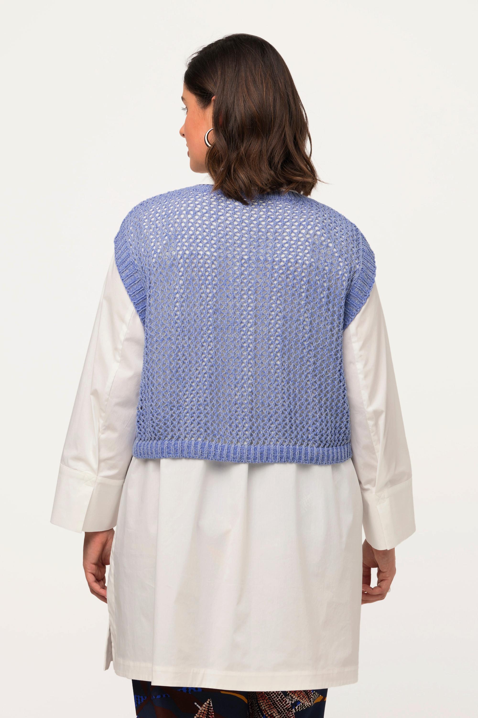 Ulla Popken Débardeur en maille court col rond sans manches  