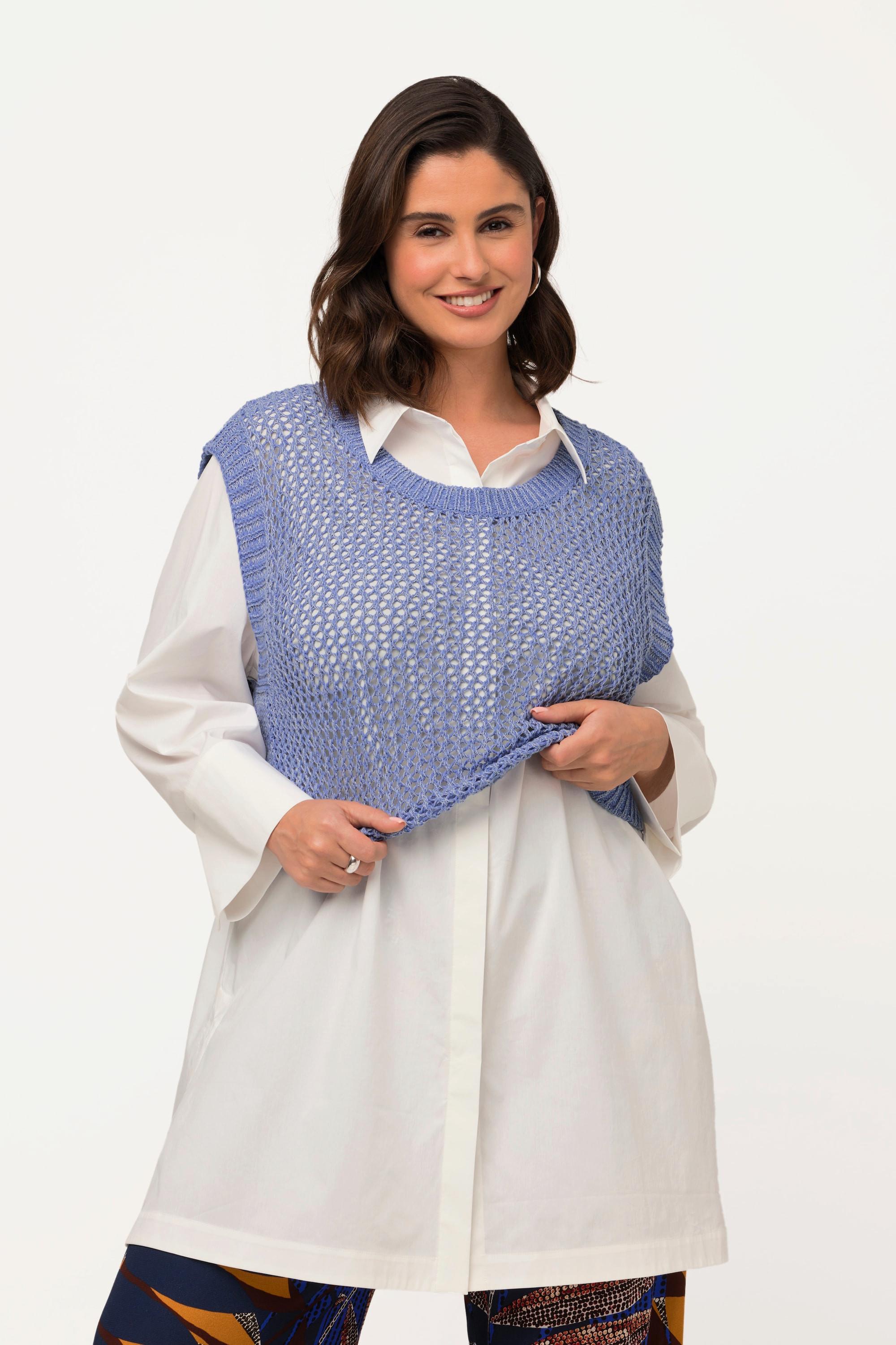 Ulla Popken Débardeur en maille court col rond sans manches  