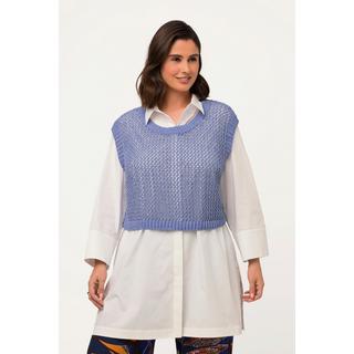 Ulla Popken Débardeur en maille court col rond sans manches  