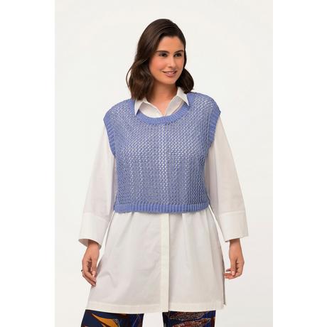 Ulla Popken Débardeur en maille court col rond sans manches  