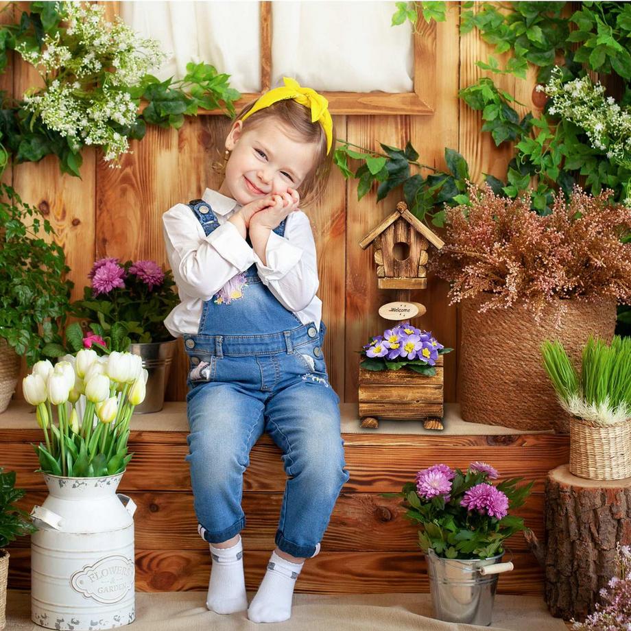 B2X  Dekoratives Vogelhaus mit Blumentopf 