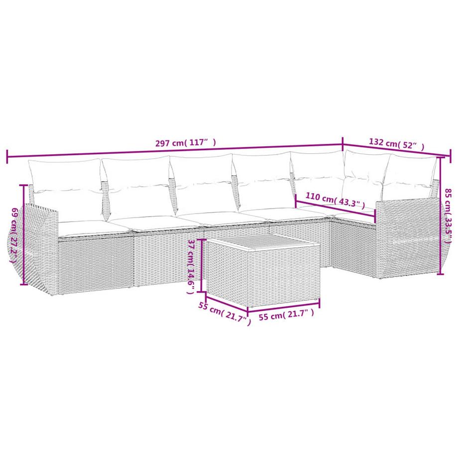 VidaXL set divano da giardino Polirattan  