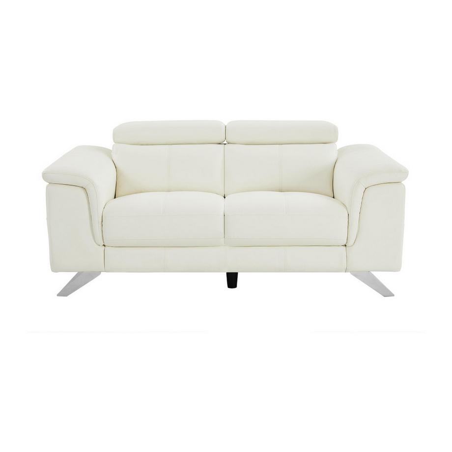 Vente-unique Sofa 2-Sitzer - Rindsleder - Weiß - BREYT II  