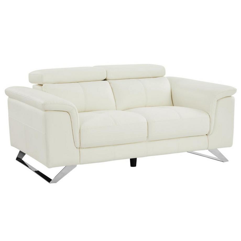 Vente-unique Sofa 2-Sitzer - Rindsleder - Weiß - BREYT II  