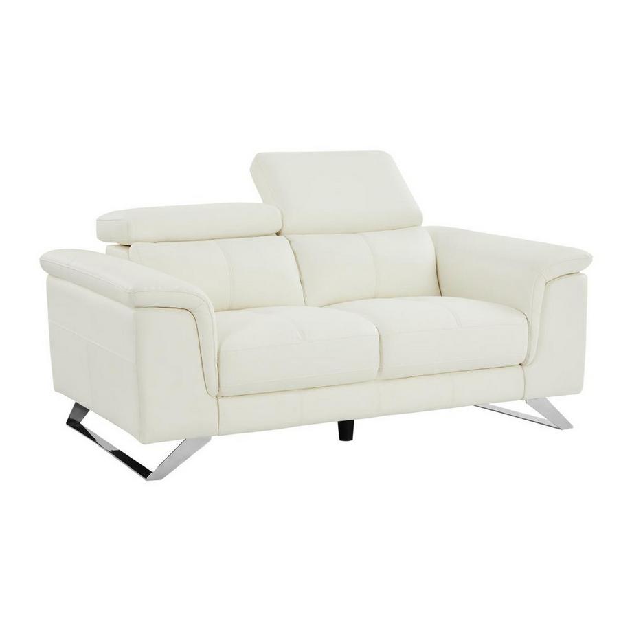 Vente-unique Sofa 2-Sitzer - Rindsleder - Weiß - BREYT II  