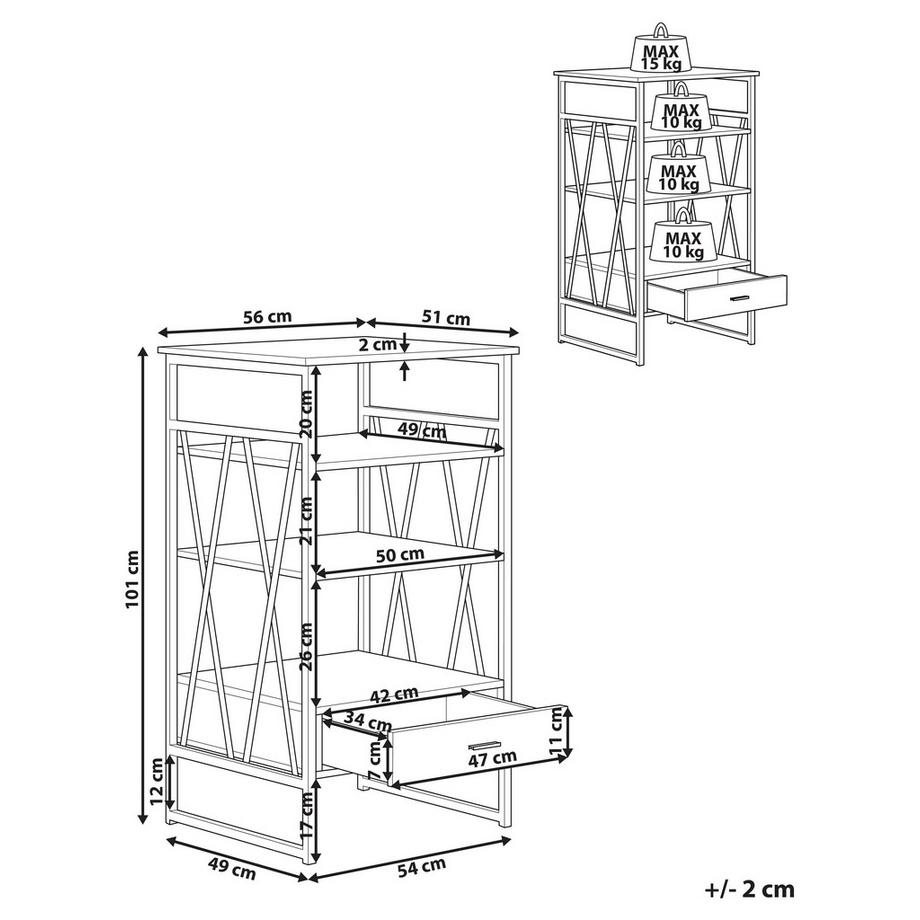 Beliani Regal mit 3 Ebenen aus Faserplatte Industriell KEENE  