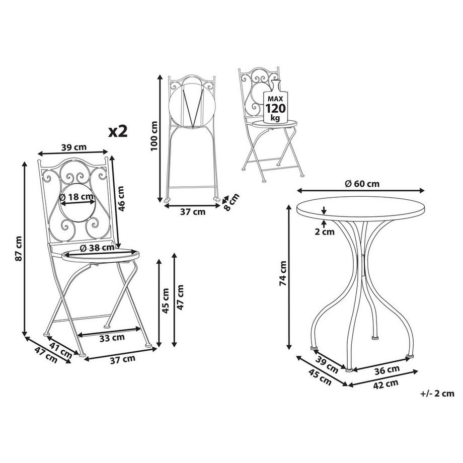 Beliani Bistro Set aus Eisen Mediterran ANAPO  