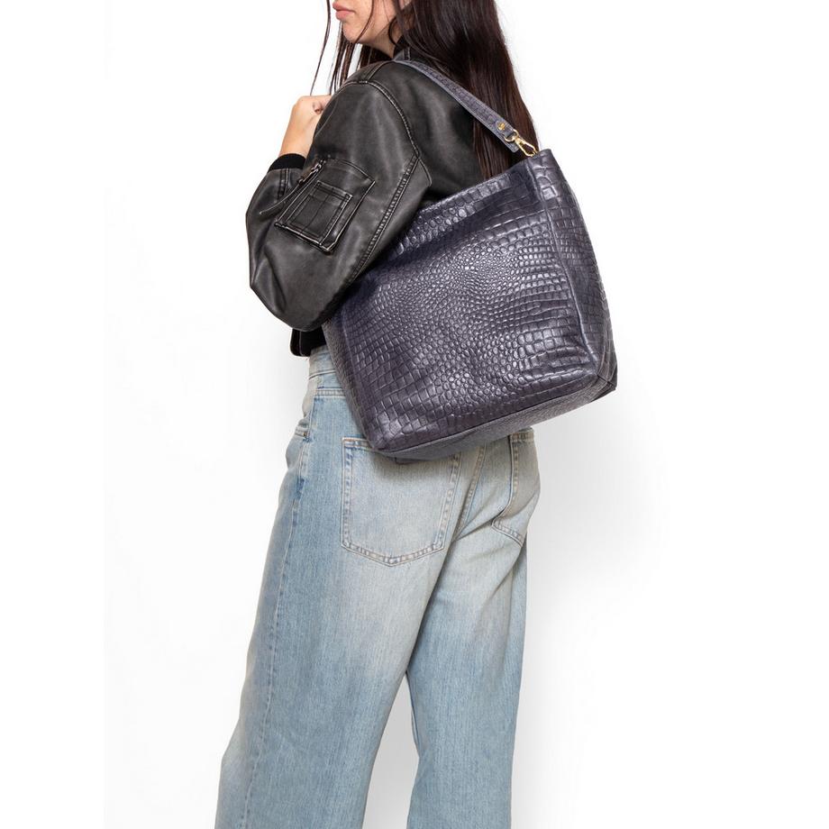 Gave Lux Sac à Bandoulière Cuir Gaufré Crocodile  