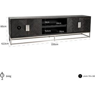 mutoni Meuble TV Blackbone noir argent 220  