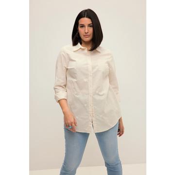 Camicia con cuori ricamati, collo da camicia e maniche lunghe