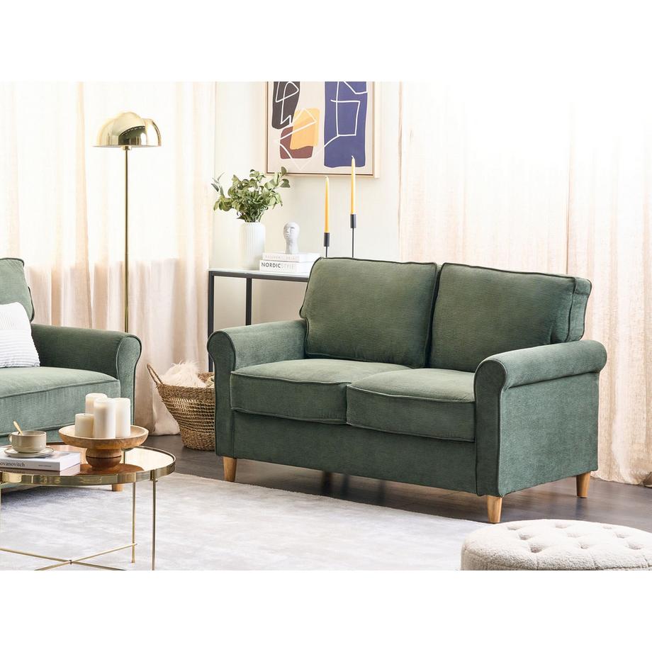 Beliani Canapé 2 places en Velours côtelé Rétro RONNEBY  