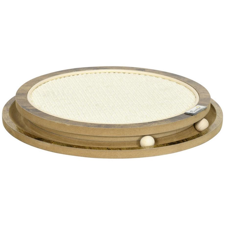 Northio  Planche À Gratter Aire De Jeux Pour Chat Avec Design Double Couche Et Balle De Jeu, Marron + Blanc Crème, Ø40X4,5 Cm 