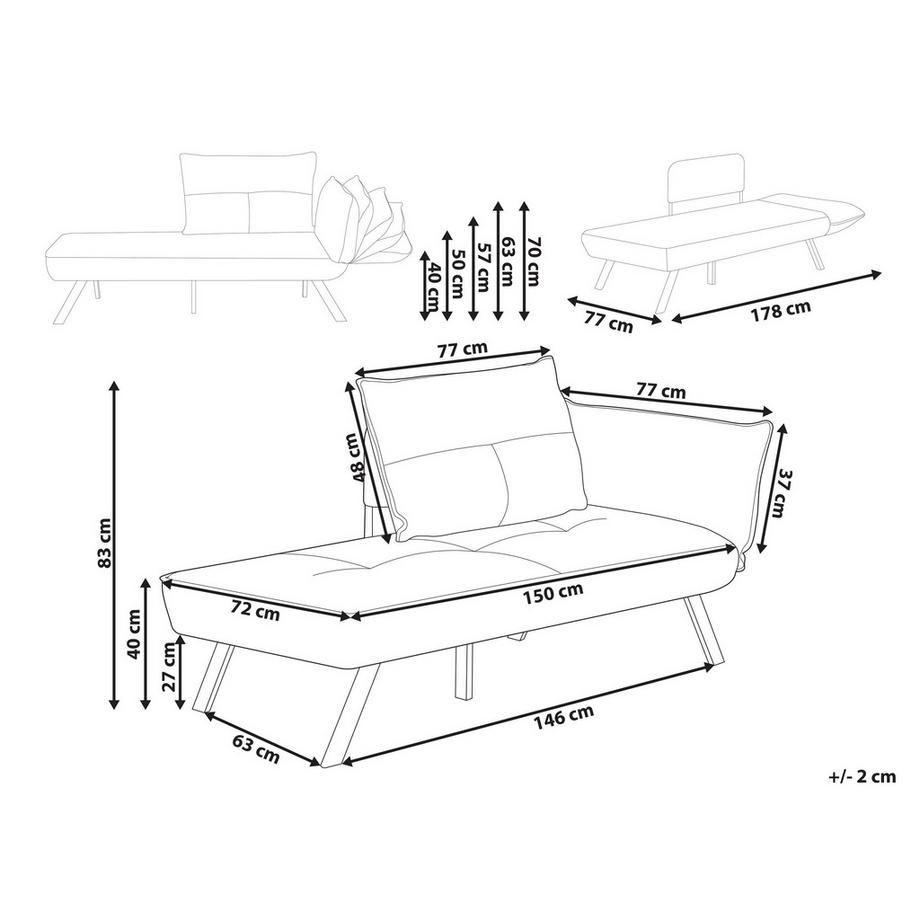 Beliani Chaise longue versione destra en Tessuto Moderno ROCAMADOUR  