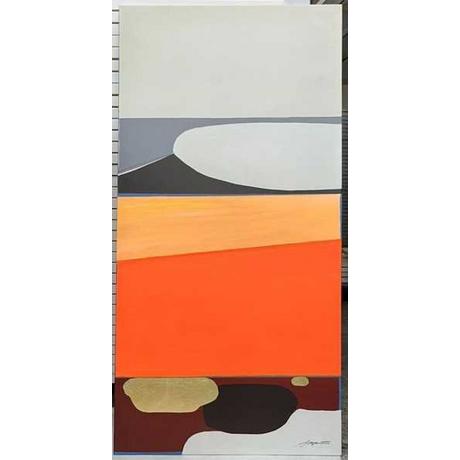 KARE Design Gerahmtes Bild Abstract Shapes orange 73x143  