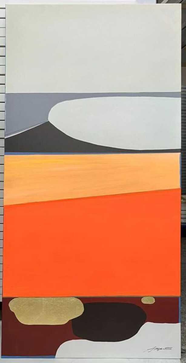 KARE Design Gerahmtes Bild Abstract Shapes orange 73x143  