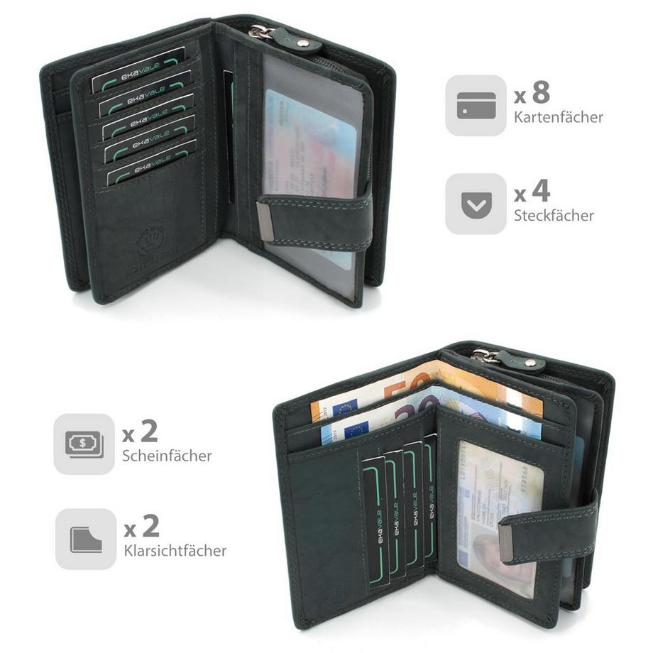 Only-bags.store Portefeuille en cuir souple avec portefeuille RFID  