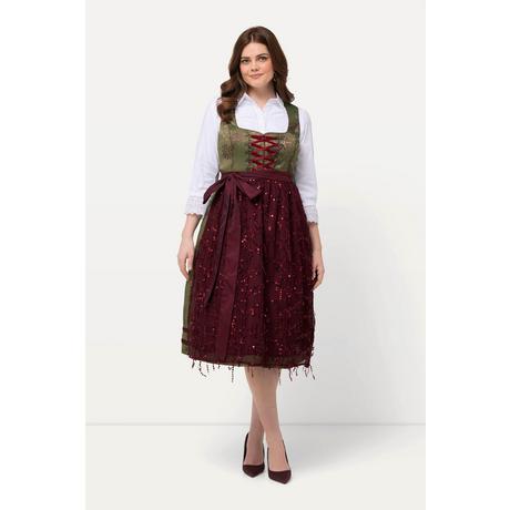 Ulla Popken  Tradizionale abito smanicato Dirndl con design decorativo e scollo rettangolare 