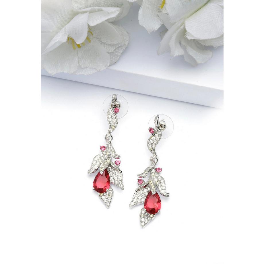 AVANT-GARDE PARIS  Orecchini a Goccia Motivo Foglia Rossa 