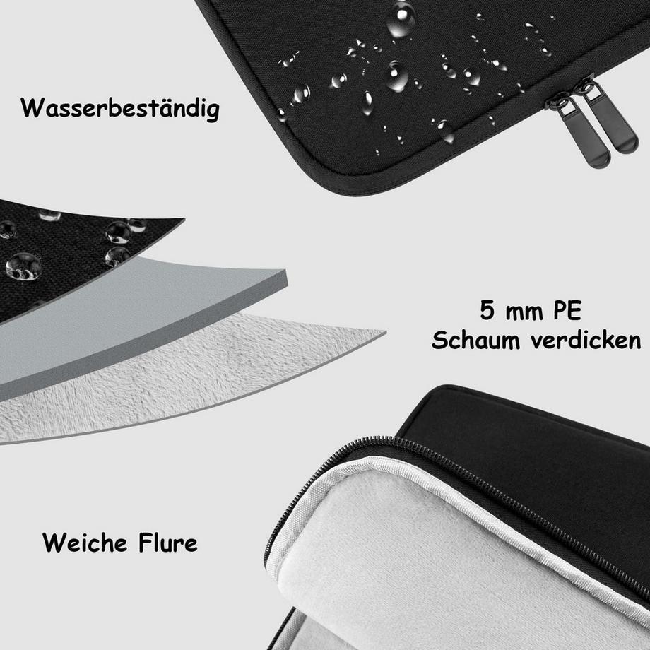 Only-bags.store Laptop Schutzhülle mit Griff 2-Fach Notebooktasche  