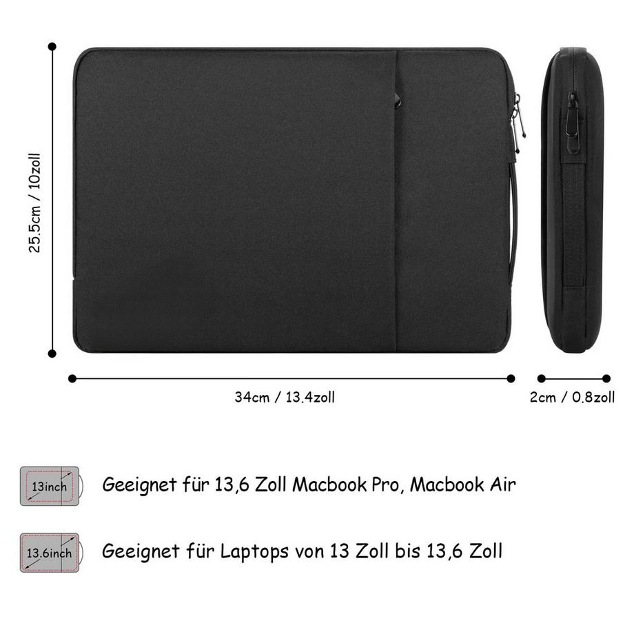 Only-bags.store Laptop Schutzhülle mit Griff 2-Fach Notebooktasche  