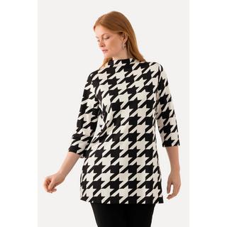 Ulla Popken  Felpa dal taglio oversize con pied-de-poule, collo alto e maniche a 3/4 