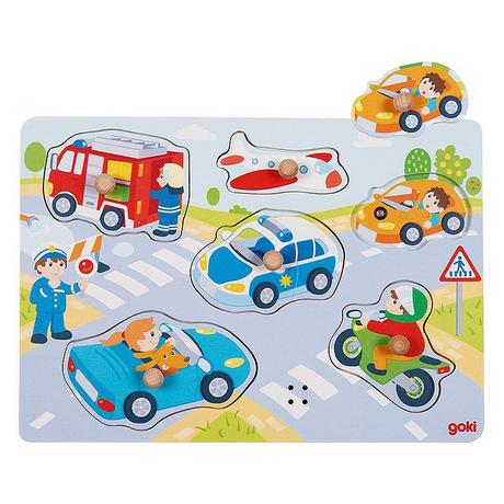 goki  Puzzle Verkehr mit Fahrzeuggeräuschen (6Teile) 