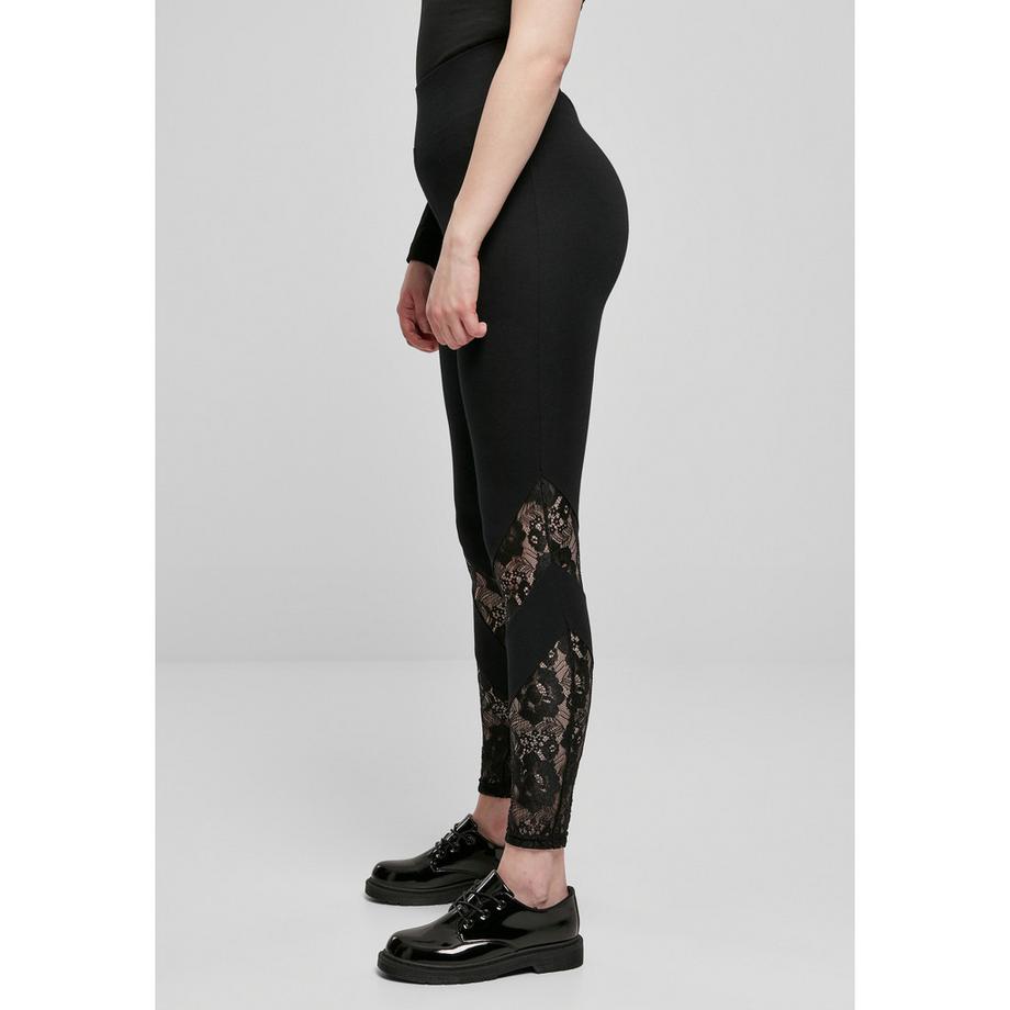 URBAN CLASSICS Leggings Vita Alta con Inserto in Pizzo  