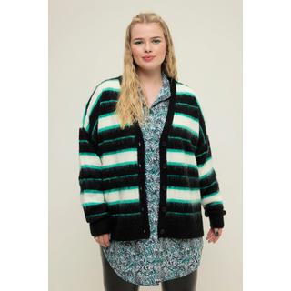 Studio Untold  Strickjacke, oversized, Streifen, V-Ausschnitt 