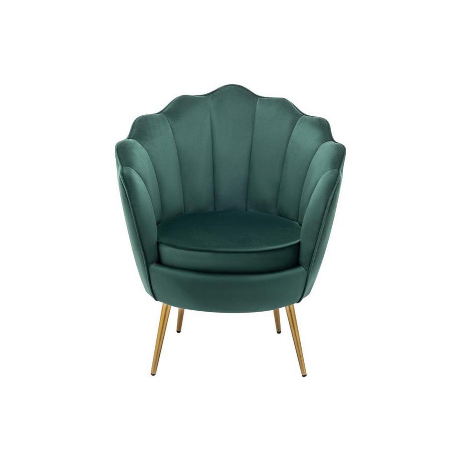 Vente-unique Fauteuil coquillage en velours vert LALEA  