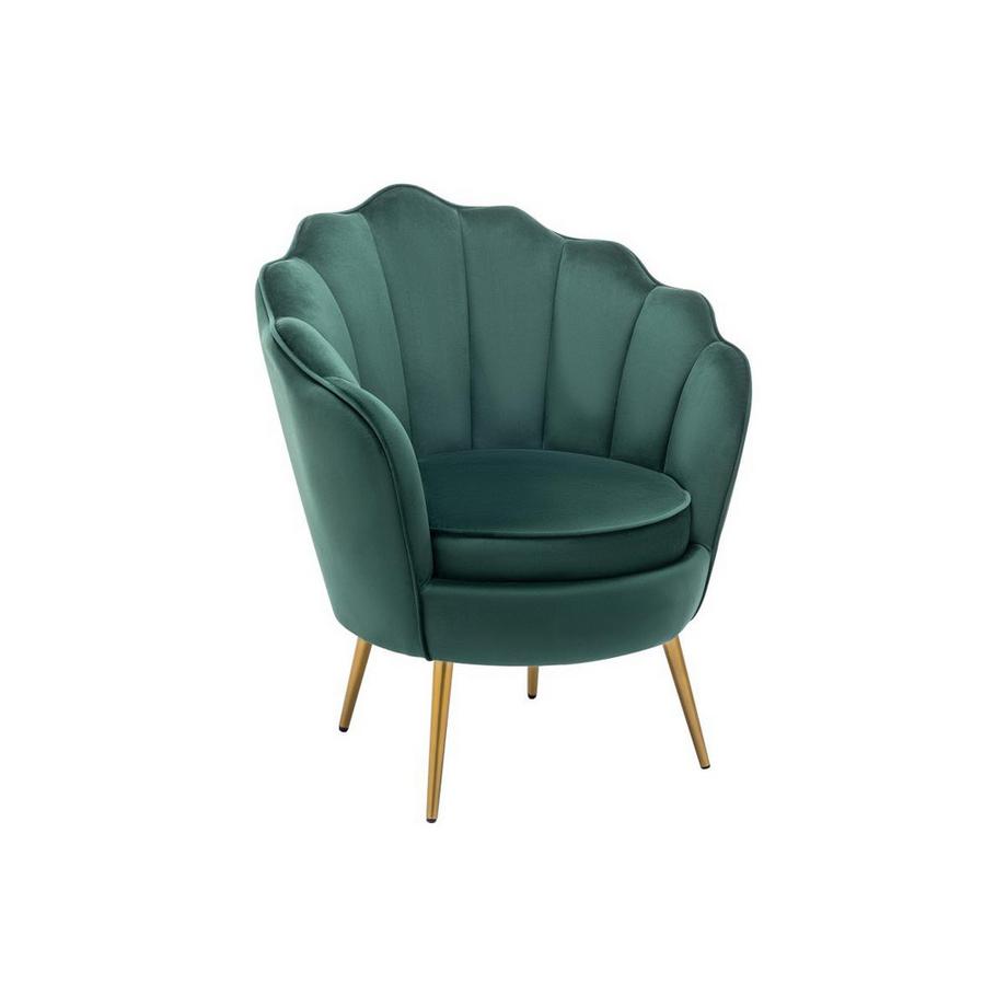 Vente-unique Fauteuil coquillage en velours vert LALEA  