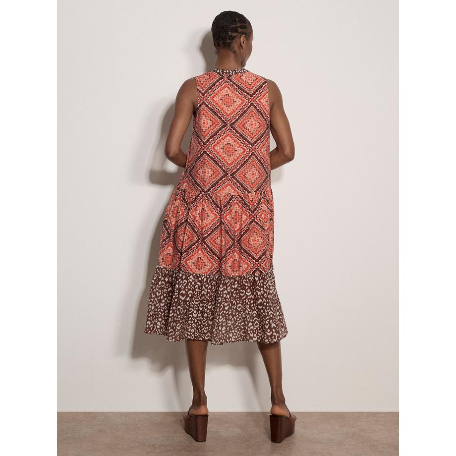 APRICOT Robe Midi Géométrique Patchwork Étages  