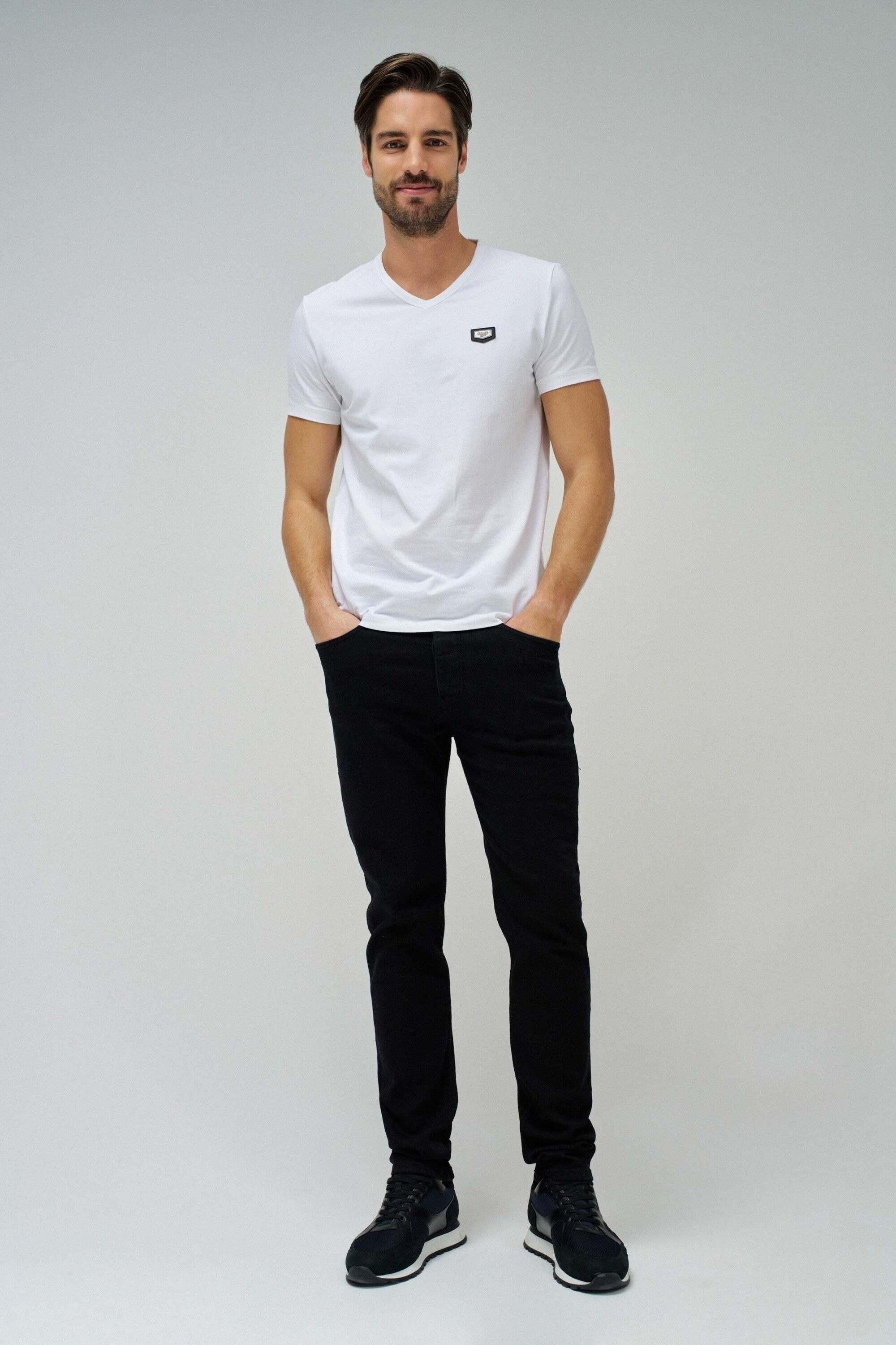 Salsa T-Shirt V-Neck Cotton Lycra Metal Badge  