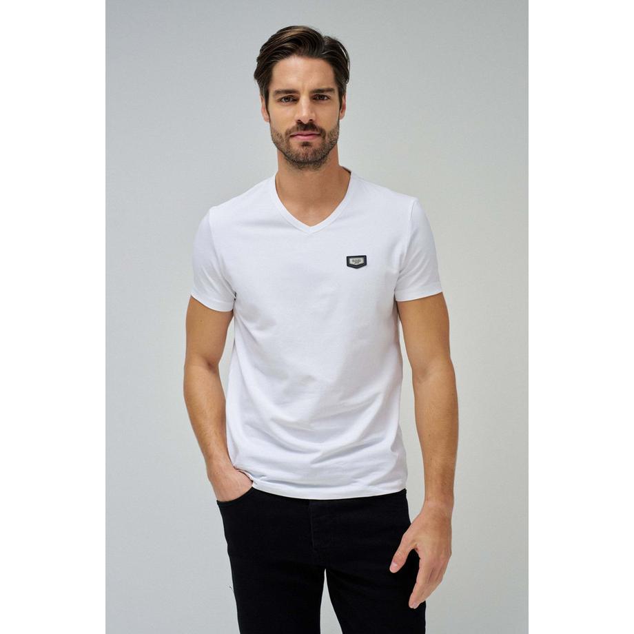 Salsa V-Neck Cotton Lycra T-Shirt Metal Badge  