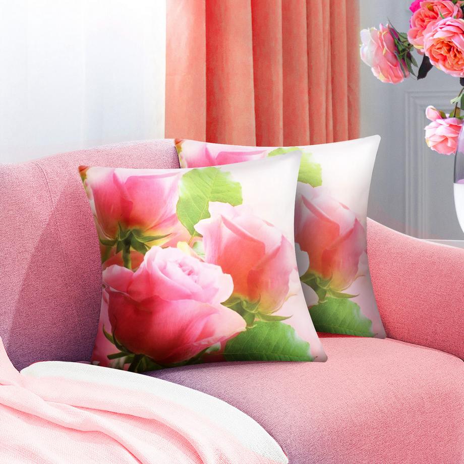 Avizar 2 Stk. Kissenbezüge Rosenstrauß  