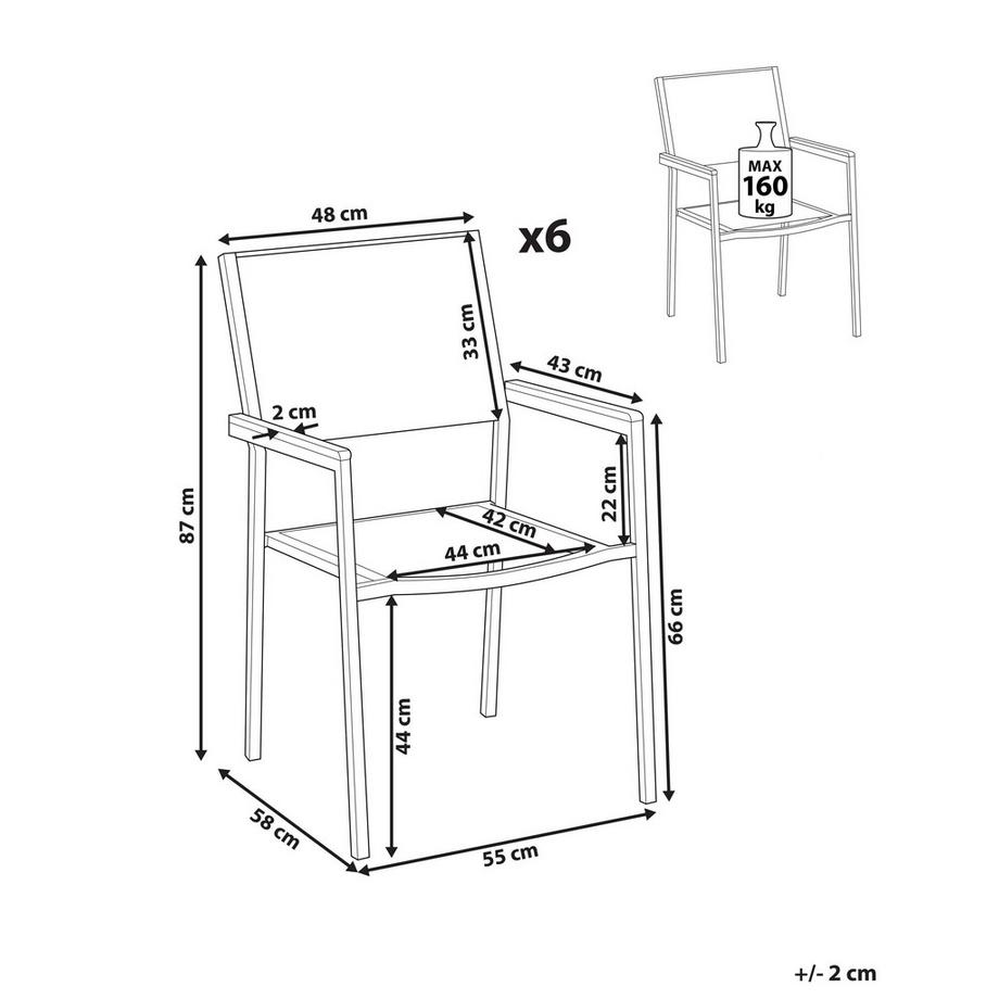 Beliani Gartenstuhl 6er Set aus PE Rattan  GROSSETO  