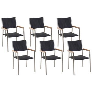 Set mit 6 Stühlen aus PE Rattan Modern GROSSETO