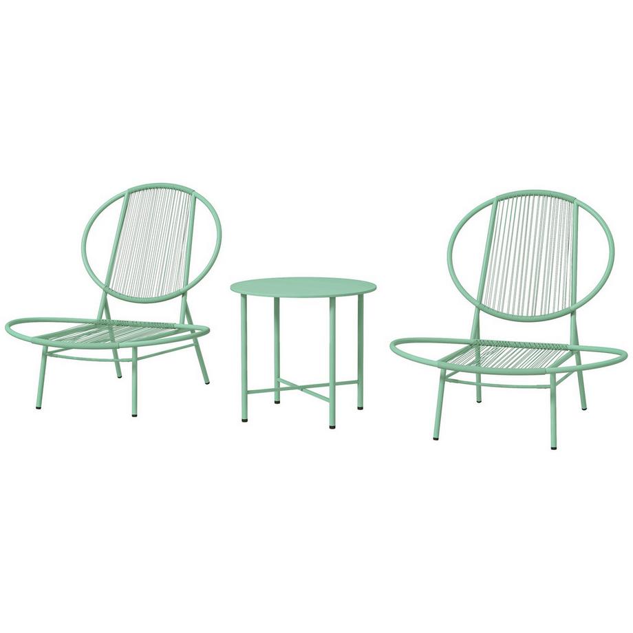 Northio  Ensemble de bistro 3 pièces en acier, ensemble de meubles de jardin résistant aux intempéries avec table de bistro, chaises de jardin ergonomiques en forme de coquille, ensemble de meubles de balcon d'extérieur, groupe de sièges, ensemble de balcon, ensem 
