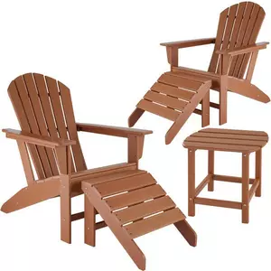 Lot de 2 chaises de jardin avec 2 repose-pieds et table
