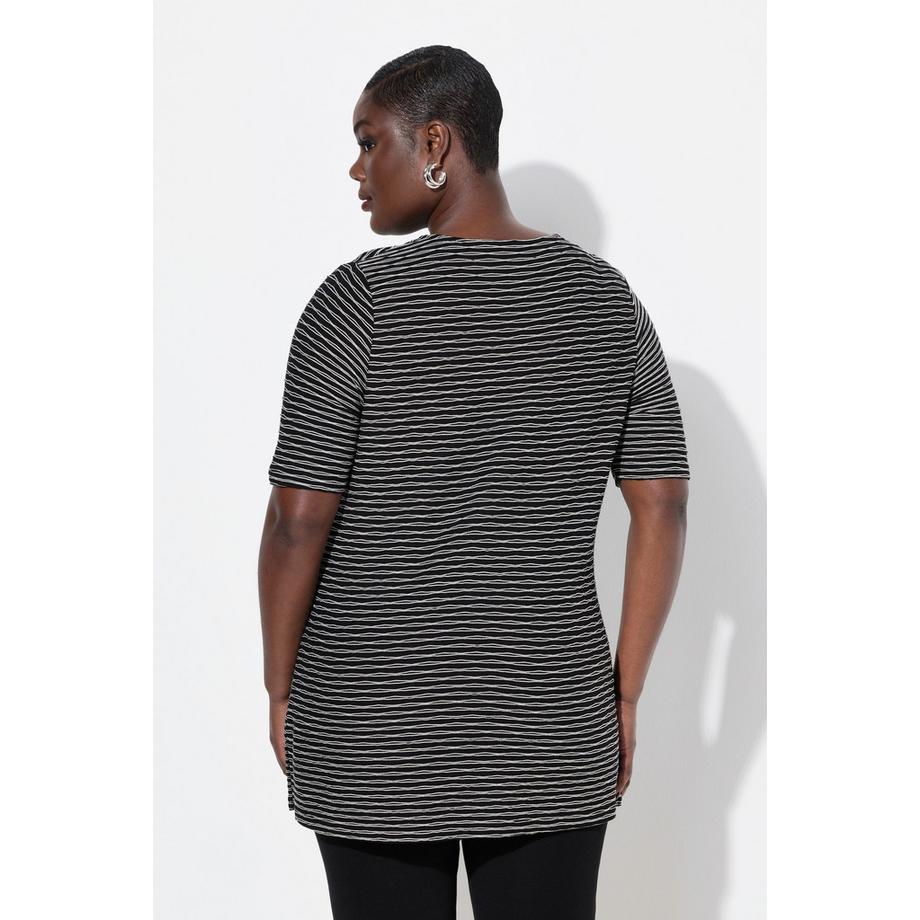 Ulla Popken Classic Rundhals Halbarm T-Shirt mit Metallspange  