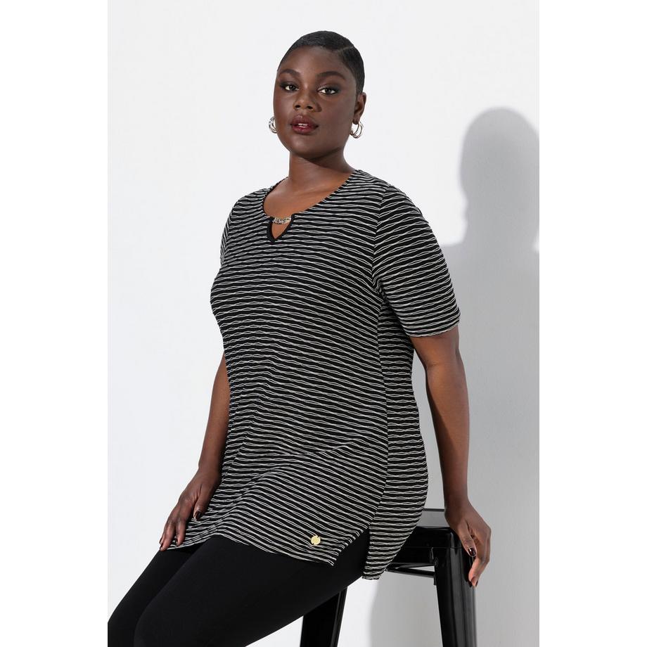 Ulla Popken Classic Rundhals Halbarm T-Shirt mit Metallspange  