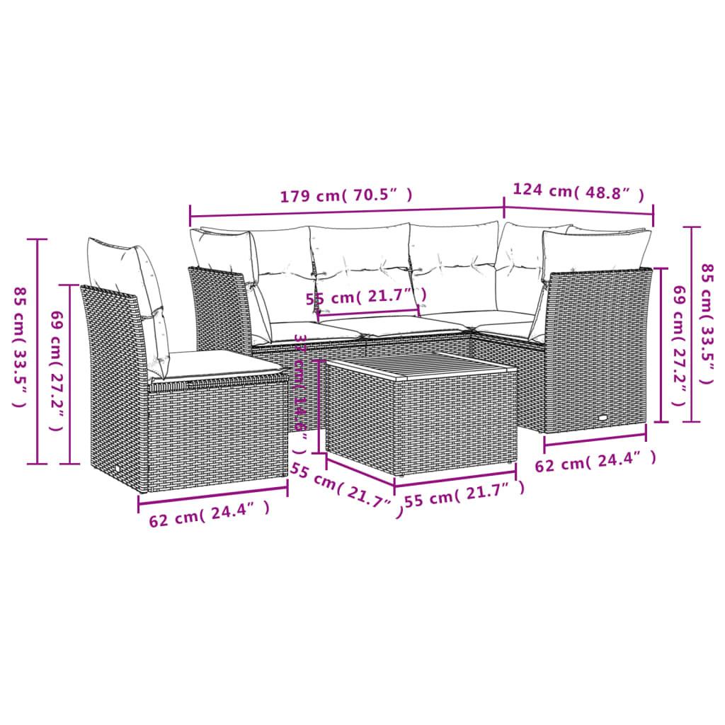 VidaXL set divano da giardino Polirattan  