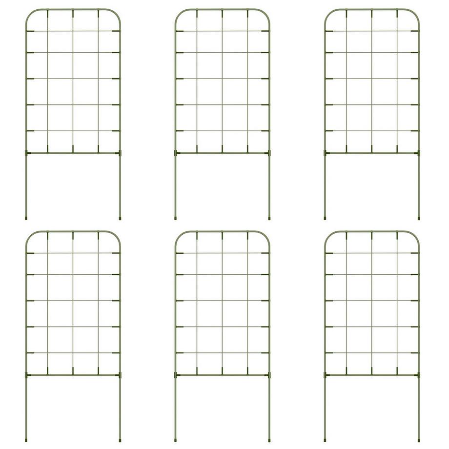 Lot de 6 treillis composés de porte-plantes en acier et treillis pour plantes grimpantes, adaptés aux balcons, robustes et résistants aux intempéries, vert