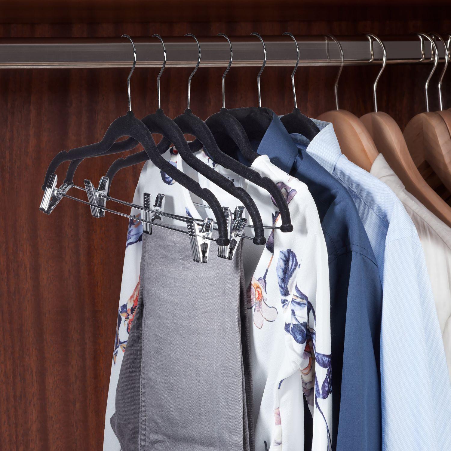 B2X Samt-Kleiderbügel mit Clips, 12er-Set  