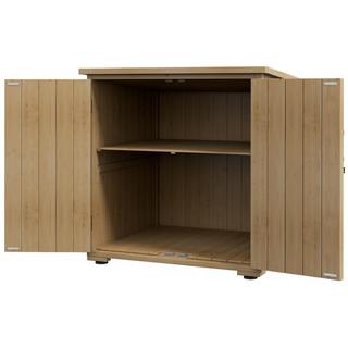 Northio Gartenschrank, Geräteschrank, Wetterfester Geräteschuppen, Holzschrank mit Doppeltür, Gartenschuppen, Natur, 77,5 x 88 x 90 cm  