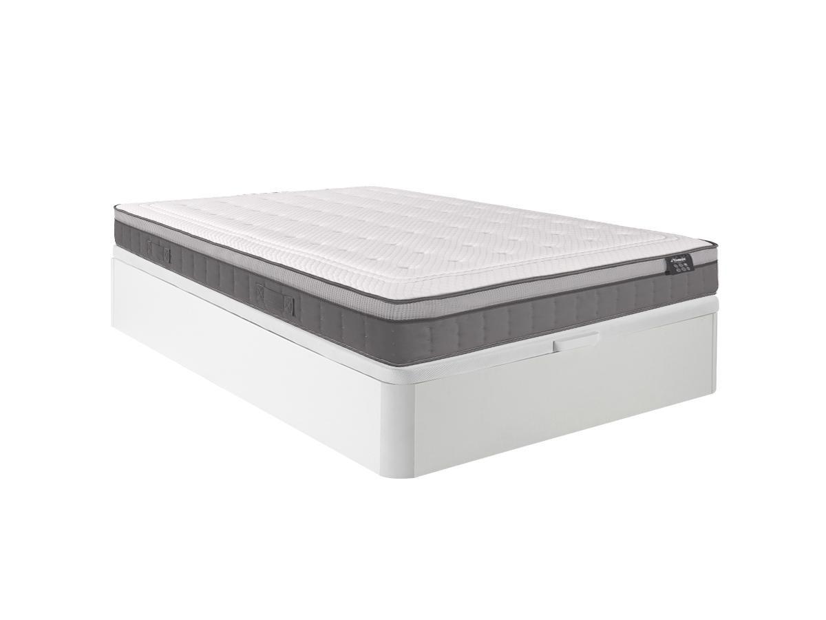 Ysmée Ensemble 140 x 190 cm sommier coffre blanc + matelas ressorts ensachés 7 zones et mémoire de forme ép.30cm - ASGARD de YSMÉE  