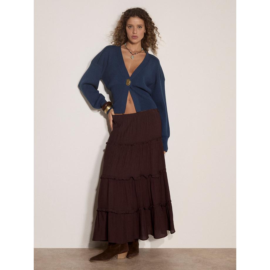 APRICOT Gerippte Strickjacke mit gehämmertem Knopf  